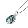 Rack Plating Natural Paua Shell Pendants Necklace NJEW-B104-01H-01P-1