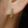Elegant Geometric 925 Sterling Silver Cubic Zirconia Hoop Earrings TC0914-3-3
