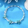 Synthetic Turquoise Beaded Bangles BJEW-JB11588-01-1