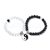 2Pcs 2 Color Synthetic Moonstone & Glass Round Beaded Stretch Bracelets Set BJEW-TA00445-1