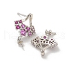 Rack Plating Brass Micro Pave Clear Cubic Zirconia Studs Earrings Finding KK-T072-13P-01-2