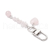 Heart Round Natural Rose Quartz Pendant Decorations HJEW-JM03194-02-4
