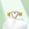 304 Stainless Steel with Rhinestone Adjustable Cuff Rings RJEW-Q020-16G-4