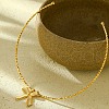 304 Stainless Steel Bowknot Pendant Open Choker Necklaces for Women NJEW-Z046-06G-02-1