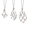 3Pcs 3 Styles 304 Stainless Steel Cuboid Link Chain Macrame Pouch Empty Stone Holder Necklace Making NJEW-JN05197-2