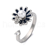 Brass Micro Pave Clear Cubic Zirconia Open Cuff Rings RJEW-S624-01P-4