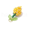 Glass Seed Beaded Flower Bud Pendants PALLOY-MZ00759-03-4