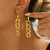 Brass Curb Chain Shape Tassel Hoop Earrings RE1339-2-1