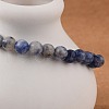 Natural Blue Spot Jasper Bead Stretch Bracelets X-BJEW-K212-A-039-4