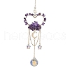 Natural Amethyst Chip Beads with Brass Finding Pendant Decorations HJEW-JM01815-03-1