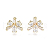 Clear Cubic Zirconia Flower Stud Earrings EJEW-N014-20-2