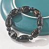 Natural Agate Bead Stretch Bracelets G-P570-01H-3