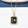 Brass Micro Pave Clear Cubic Zirconia Enamel Rectangle Pendant Necklaces for Women NJEW-S449-03B-G-3