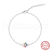 Rhodium Plated 925 Sterling Silver Micro Pave Colorful Cubic Zirconia Rope Chain Bracelets BJEW-K250-01P-1