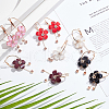 ANATTASOUL 5 Pairs 5 Colors Acrylic Flower Dangle Hoop Earrings with Rhinestone Tassel EJEW-AN0003-70-5