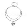 Heart 304 Stainless Steel Double Layer Bracelets for Women BJEW-JB11640-2