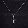 Alloy & 201 Stainless Steel & Rhinestone Dinosaur Wrapped Sword Pendant Necklaces for Men FS-WGFE8C1-02-1