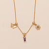 Butterfly Flower Brass Pave Clear and Medium Purple Cubic Zirconia Pendant Necklaces for Women FS-WG06C6B-03-1