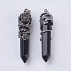 Natural & Dyed & Heated Black Agate Pointed Pendants G-F529-B03-2