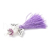 Glass Pearl Round Beaded with Polycotton Tassel Big Pendants PALLOY-MZ00612-01-3