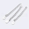 925 Sterling Silver End with Extender Chains and Teardrop Charms STER-F036-26S-48mm-1