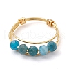 Natural Round Apatite Beaded Finger Rings RJEW-TA00118-02-1