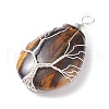 Natural Tiger Eye Pendants PALLOY-JF01307-05-3