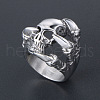 Titanium Steel Skull with Claw Finger Ring SKUL-PW0002-031F-P-2