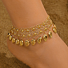 Ramadan & Eid Mubarak Brass Leaf Pendant Anklets for Women's Holiday Party Jewelry XL7128-1