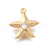 Brass Pave Clear Cubic Zirconia Charms KK-C096-14B-G-1