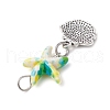 Starfish/Sea Stars Dyed Synthetic Turquoise & Alloy Shell Shape Pendants PALLOY-JF03957-02-4