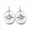 Brass Micro Pave Cubic Colorful Zirconia Pendants KK-N232-170P-NF-1