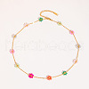 Flower Stainless Steel Glass Beaded Necklaces for Women FN9236-2-2