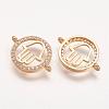 Brass Micro Pave Grade AAA Cubic Zirconia Links ZIRC-P058-03G-NR-1