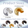 SOFPLATE 600Pcs 6 Colors Brass Crimp Beads Covers KK-SP0002-33-2