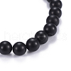 Natural Black Agate(Dyed) & Mixed Stone Beads Stretch Bracelets BJEW-JB04219-4