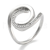 Rack Plating Brass Micro Pave Cubic Zirconia Open Cuff Rings for Women RJEW-Z059-31P-1