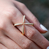 Elegant S925 Sterling Silver Pave Cubic Zirconia Open Star Cross Ring for Women AU6485-2
