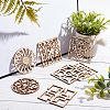 Gorgecraft 14Pcs 7 Style Laser Cut Wooden Wall Sculpture WOOD-GF0001-76-5