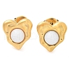 Natural White Jade & Ion Plating(IP) 304 Stainless Steel Heart Stud Earrings EJEW-A118-04G-04-4