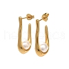 U-Shaped Plastic Imitation Pearl Stud Earrings EJEW-P316-17G-1
