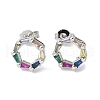 Brass Micro Cubic Zirconia Stud Earrings KK-S516-04P-1
