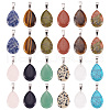 50Pcs Natural & Synthetic Mixed Gemstone Pendants G-TA0001-47-2