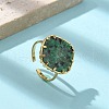 Square Natural Turquoise Finger Rings RJEW-R009-01G-04-1