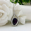 Teardrop Alloy Crystal Rhinestone & Glass Pendant Necklaces for Women FS-WGA4344-02-1