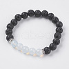 Natural Lava Rock and Opalite Beads Stretch Bracelets BJEW-E326-10L-1