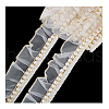   5 Yards Chiffon Pleated Lace Ribbon with Plastic Beads OCOR-PH0004-05-7