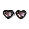 Flower Printed Opaque Acrylic Heart Beads SACR-S305-28-K04-2