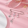Natural Mixed Gemstone Heart & Fairy & Butterfly Charms Safety Pin Brooch JEWB-BR00102-4