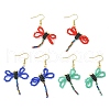 Glass Dragonfly Dangle Earrings EJEW-MZ00114-1